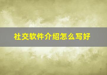 社交软件介绍怎么写好