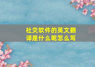 社交软件的英文翻译是什么呢怎么写