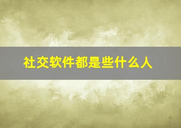 社交软件都是些什么人