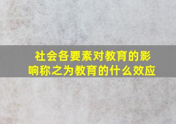 社会各要素对教育的影响称之为教育的什么效应