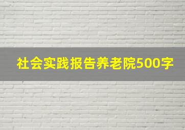 社会实践报告养老院500字