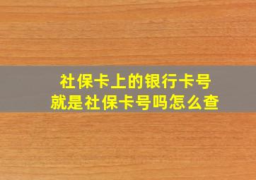 社保卡上的银行卡号就是社保卡号吗怎么查