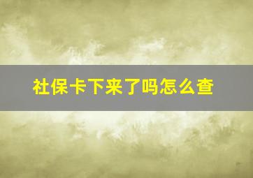 社保卡下来了吗怎么查