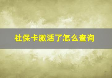 社保卡激活了怎么查询