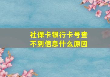 社保卡银行卡号查不到信息什么原因