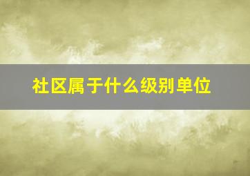 社区属于什么级别单位