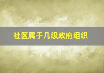 社区属于几级政府组织