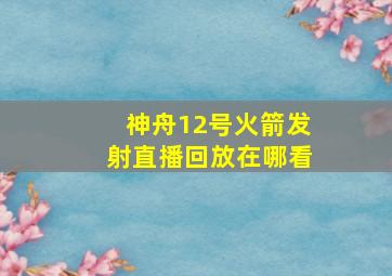 神舟12号火箭发射直播回放在哪看