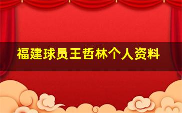 福建球员王哲林个人资料