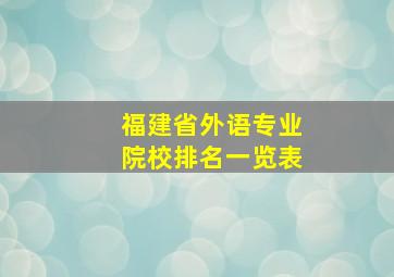 福建省外语专业院校排名一览表