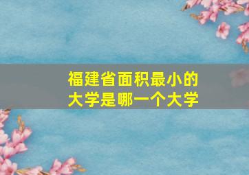 福建省面积最小的大学是哪一个大学