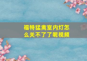 福特猛禽室内灯怎么关不了了呢视频