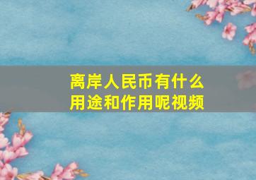 离岸人民币有什么用途和作用呢视频