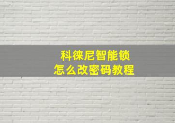 科徕尼智能锁怎么改密码教程