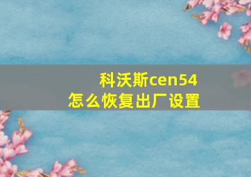 科沃斯cen54怎么恢复出厂设置