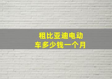 租比亚迪电动车多少钱一个月