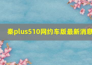 秦plus510网约车版最新消息