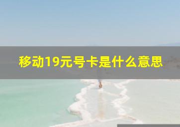 移动19元号卡是什么意思