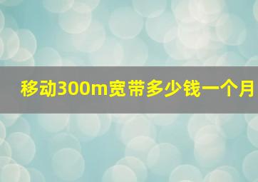 移动300m宽带多少钱一个月