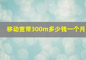 移动宽带300m多少钱一个月