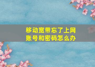 移动宽带忘了上网账号和密码怎么办