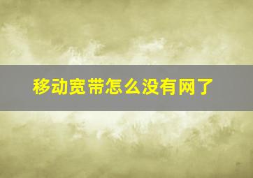 移动宽带怎么没有网了