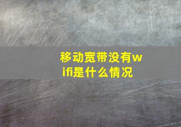 移动宽带没有wifi是什么情况