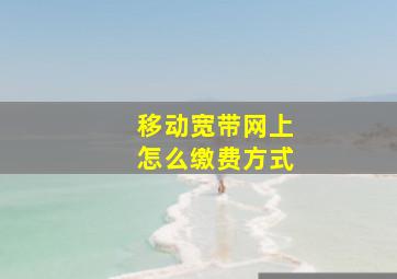 移动宽带网上怎么缴费方式