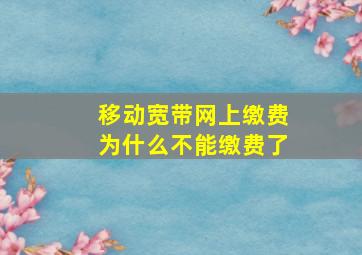 移动宽带网上缴费为什么不能缴费了