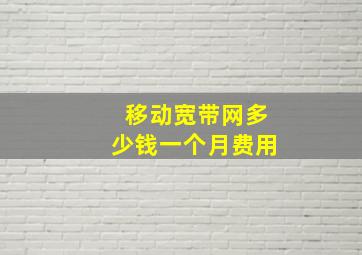 移动宽带网多少钱一个月费用