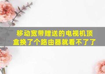 移动宽带赠送的电视机顶盒换了个路由器就看不了了