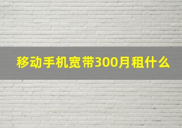 移动手机宽带300月租什么