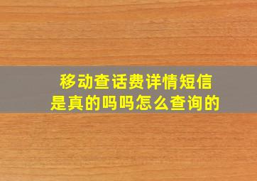 移动查话费详情短信是真的吗吗怎么查询的