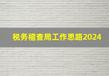 税务稽查局工作思路2024