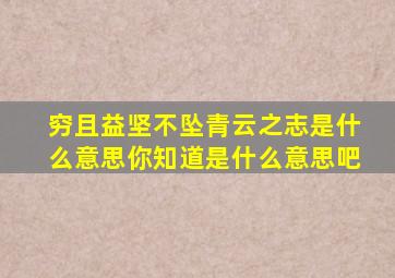 穷且益坚不坠青云之志是什么意思你知道是什么意思吧