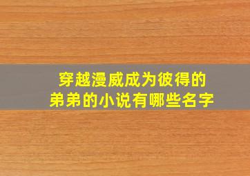 穿越漫威成为彼得的弟弟的小说有哪些名字