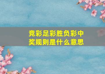 竞彩足彩胜负彩中奖规则是什么意思