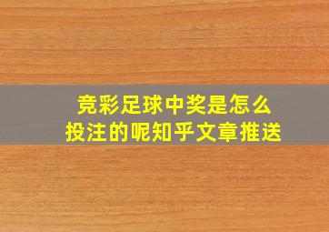 竞彩足球中奖是怎么投注的呢知乎文章推送