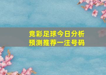 竞彩足球今日分析预测推荐一注号码