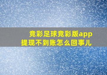 竞彩足球竞彩版app提现不到账怎么回事儿