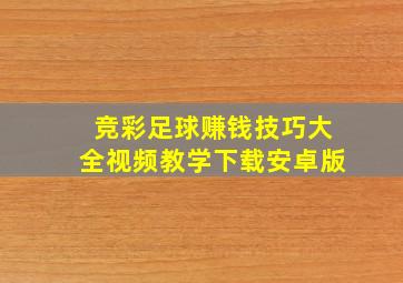 竞彩足球赚钱技巧大全视频教学下载安卓版