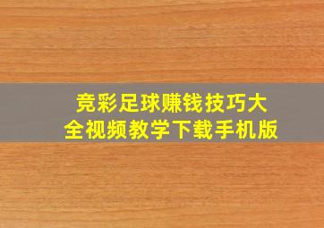 竞彩足球赚钱技巧大全视频教学下载手机版