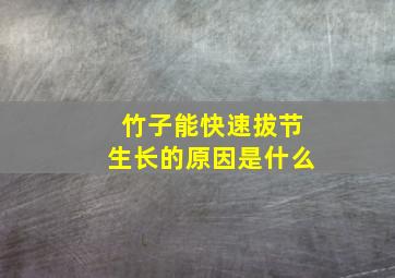 竹子能快速拔节生长的原因是什么