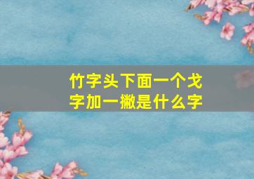 竹字头下面一个戈字加一撇是什么字