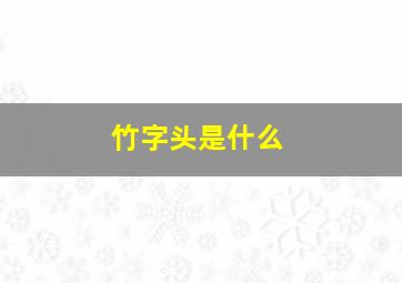 竹字头是什么