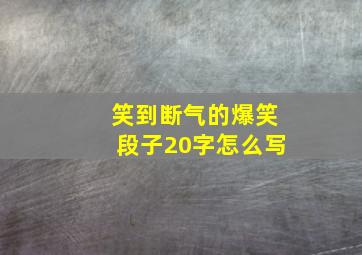 笑到断气的爆笑段子20字怎么写