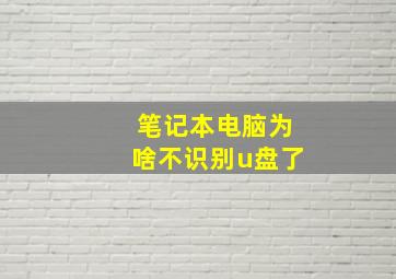 笔记本电脑为啥不识别u盘了