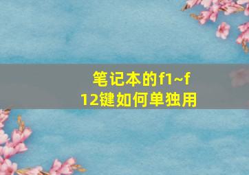 笔记本的f1~f12键如何单独用