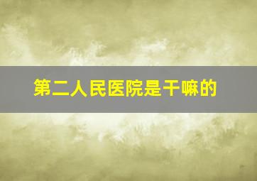 第二人民医院是干嘛的