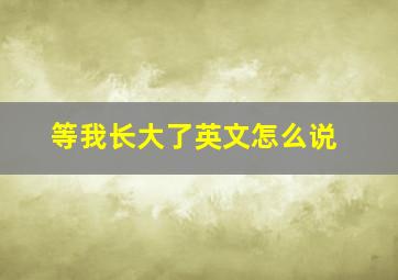 等我长大了英文怎么说